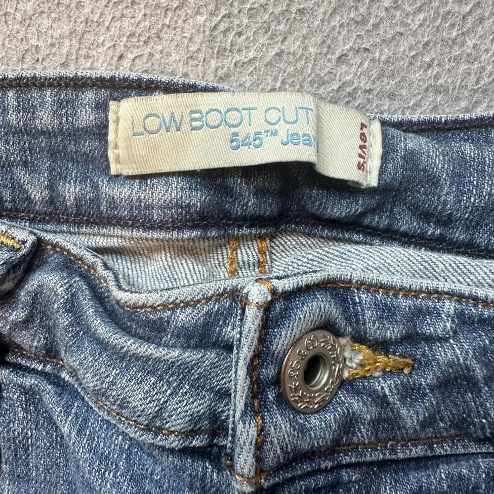 Vintage Levi's 545 Jean Shorts Womens 8 Medium Blue Low Boot Cut Raw Hem Cut Off